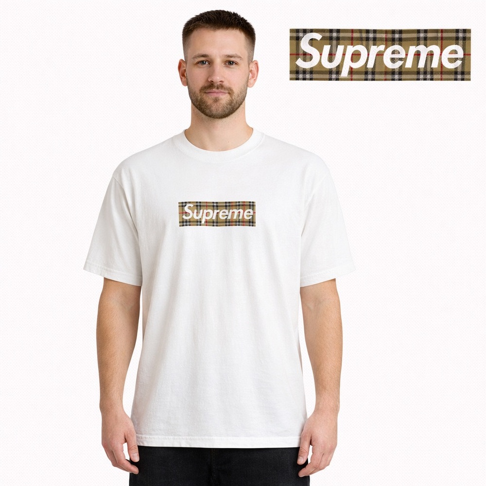 Supreme x Burberry Box Logo White Shirt